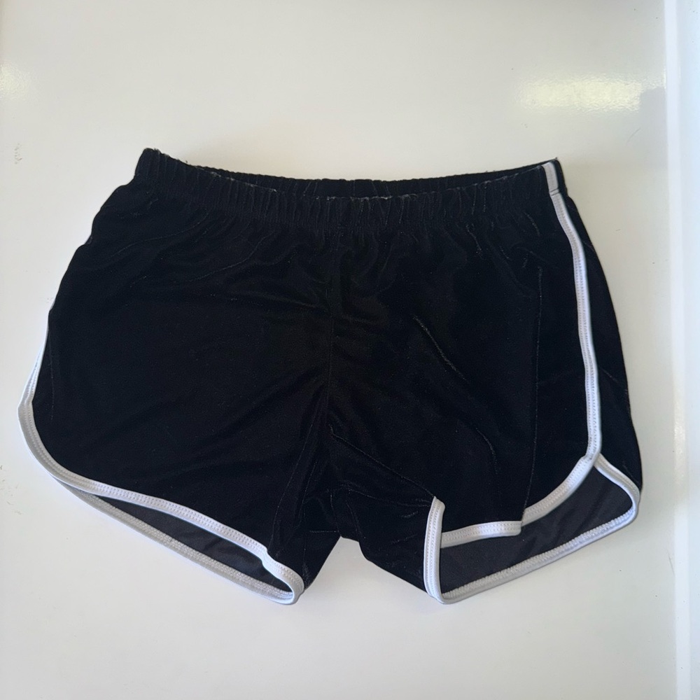 Black and White Athletic Shorts with Scalloped Hem